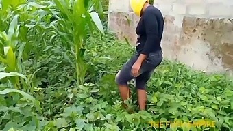A Mature Teacher Visits Her Maize Garden To Inspect Her Students' Work And Experiences An Unexpected Sexual Encounter With A Lucky College Student Outdoors