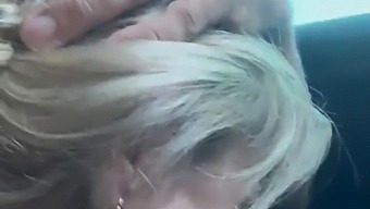 Bald Man And Real Blonde Having Sex In A Car
