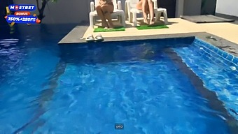 Two Hot Girls Have Sex With Pool Cleaners In An Orgy.